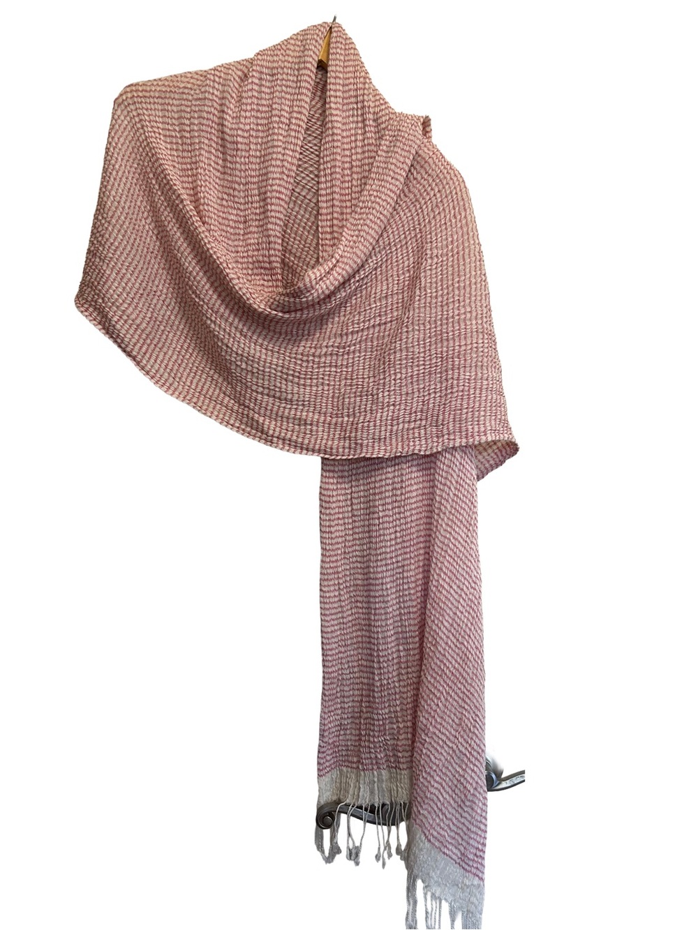 Vintage Y2K Target Pink Textured Hand-Woven Fringe Sarong Wrap Scarf - Deadstock